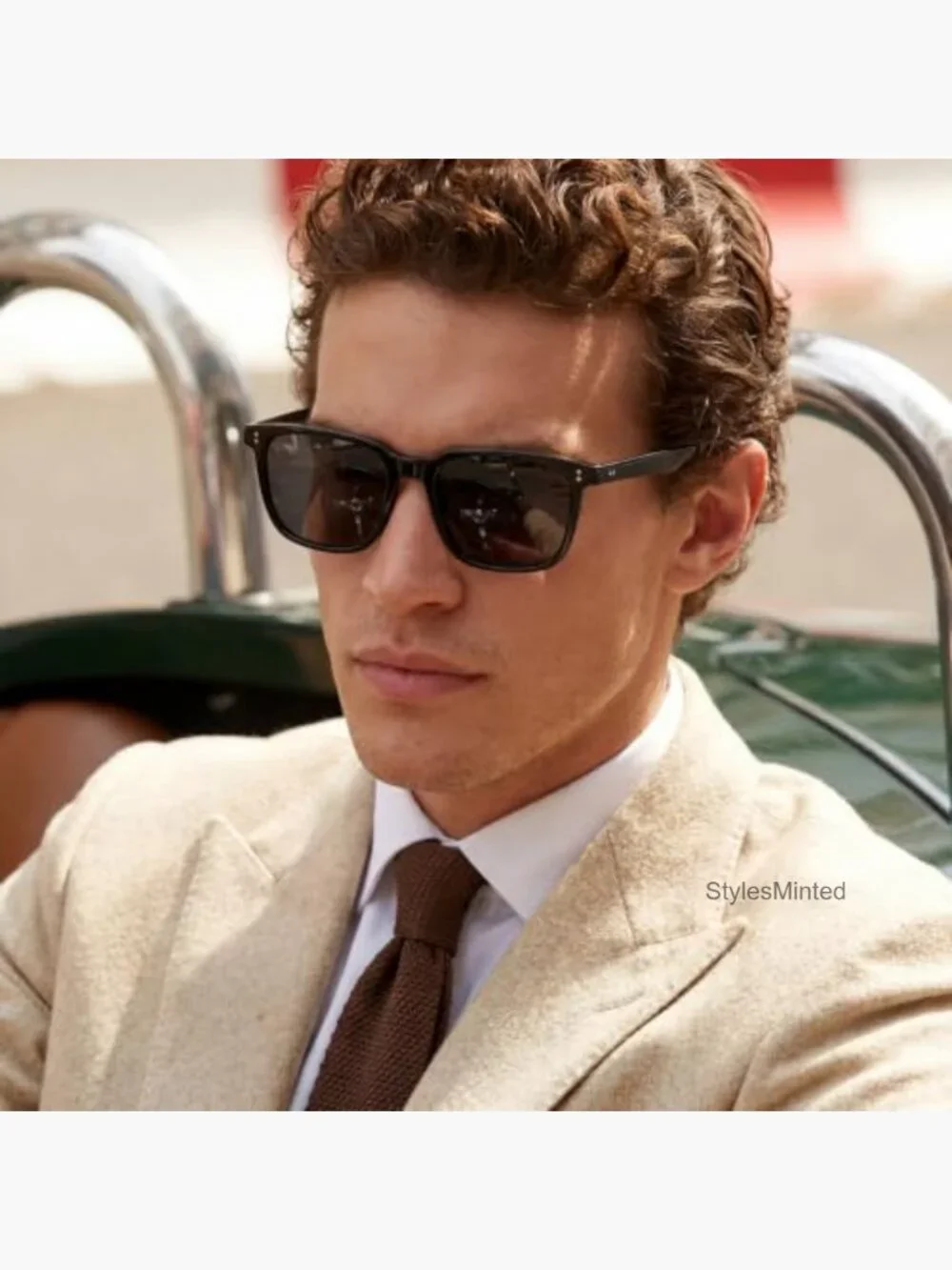 Polarized Square Acetate Sunglasses for Men with UV400 Protection